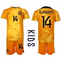 Echipament fotbal Olanda Davy Klaassen #14 Tricou Acasa Mondial 2022 pentru copii maneca scurta (+ Pantaloni scurti)